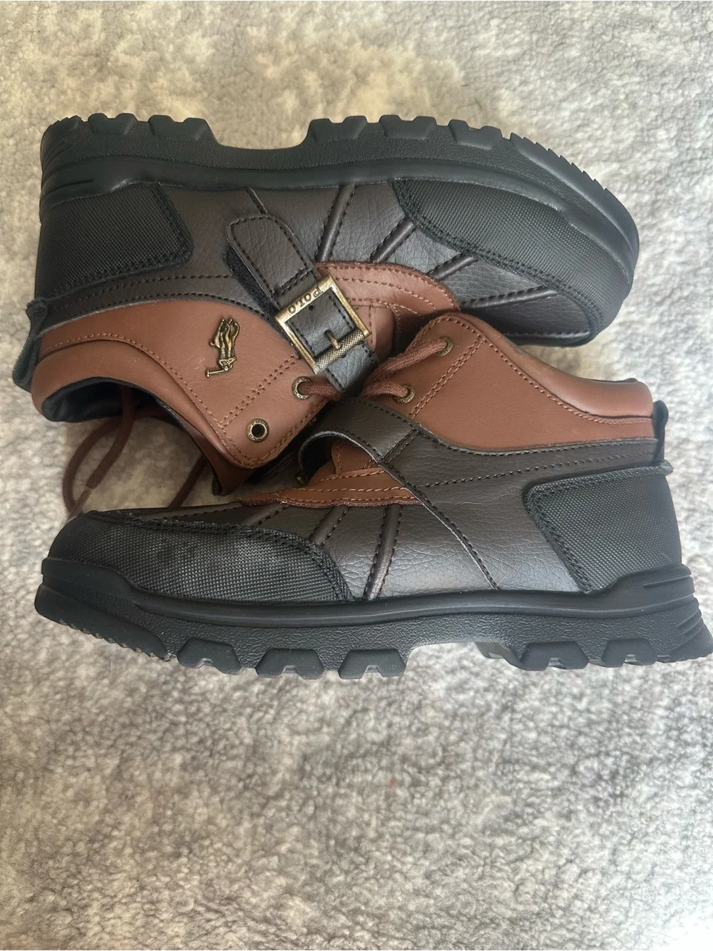 Ralph Lauren Two-Tone Brown and Black Leather Boots